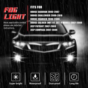 img 2 attached to 🔦 Replacement Fog Lights Lamps for Dodge Caravan Charger Challenger Caliber Chrysler Pacifica Sebring Jeep Patriot Compass with H8 12V 35W Halogen Bulbs, Switch Wiring Kit Included (Clear Lens)