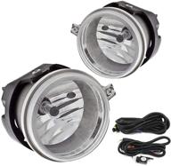 🔦 replacement fog lights lamps for dodge caravan charger challenger caliber chrysler pacifica sebring jeep patriot compass with h8 12v 35w halogen bulbs, switch wiring kit included (clear lens) logo