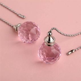 img 2 attached to 💎 Enhance Your Ceiling Light Fan with JOVITEC 2-Piece Spherical Crystal Pull Chain Extensions - 1 Meter Long Each Chain (Pink)