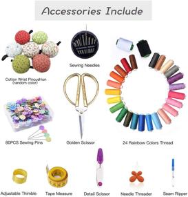 img 3 attached to Crafton Wooden Sewing Kit Box: A Complete Starter Set for Adult Beginners with Cute Accessories - Home Sewing Basket Stitching Repair Kit for Women