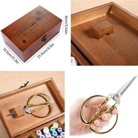 img 2 attached to Crafton Wooden Sewing Kit Box: A Complete Starter Set for Adult Beginners with Cute Accessories - Home Sewing Basket Stitching Repair Kit for Women