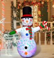 🎅 mvp boy 6ft giant inflatable snowman with gentleman hat yard decorations - rotating led lights for christmas party, indoor & outdoor xmas decor, home garden lawn patio logo