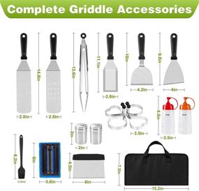 img 2 attached to OneLeaf Griddle Accessories Kit for Blackstone and Camp Chef, 18-Piece Flat Top Grill Accessories Set with Cleaning Kit and Carry Bag, Griddle Tools including Spatula, Scraper, and Egg Ring for BBQ and Camping