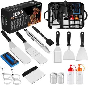 img 4 attached to OneLeaf Griddle Accessories Kit for Blackstone and Camp Chef, 18-Piece Flat Top Grill Accessories Set with Cleaning Kit and Carry Bag, Griddle Tools including Spatula, Scraper, and Egg Ring for BBQ and Camping