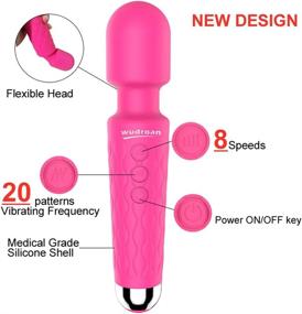 img 3 attached to 20 Vibration Modes 8 Speeds Rechargeable Personal Massager - Quiet & Waterproof - Handheld & Cordless - Relieving Muscle Pain - Full Body Massager for Men and Women (Rose)