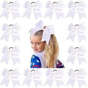 img 4 attached to 🎀 12 Pcs Large Cheer Bows 8" Bulk Hair Bow Accessories - Perfect for Girls in High School and College Cheerleading