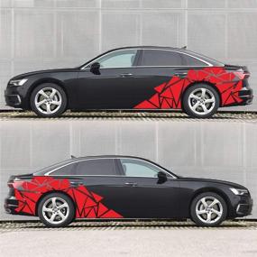 img 1 attached to 🚗 RoJuicy Уникальные треугольники из винила для боковой стороны автомобиля - Длинные полосы больших наклеек на дверцу автомобиля - Декали для спортивных гоночных автомобилей - Декоративные аксессуары для украшения кузова автомобиля - 2М х 60СМ - Быстрая доставка 1-2 дня