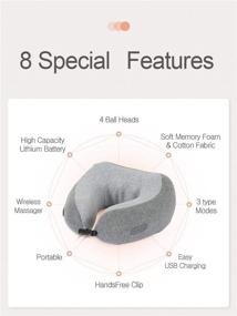 img 2 attached to 🌸 Cordless Massage Neck Pillow with 4-Ball Kneading Rotation and Memory Foam- Head & Neck Support for Travel
