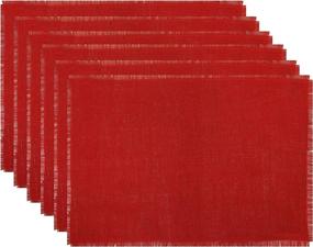 img 2 attached to Yourtablecloth Cotton Jute Placemat Red