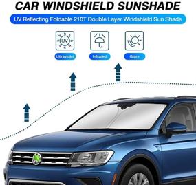 img 3 attached to KUST 2018-2021 Volkswagen VW Tiguan Windshield Sun Shade - 🌞 Foldable Window Shade Visor Protector, Blocks UV Rays, Keeps Car Cooler