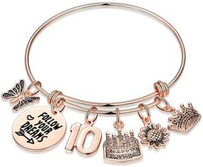 img 4 attached to 🎁 Stunning Rose Gold Birthday Charm Bracelets for Women and Girls - Ideal Gifts for Friends, Moms, Daughters, Granddaughters, and Grandmas on their 10th-80th Birthdays - M MOOHAM Jewelry Present