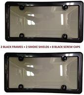 🔍 trunknets inc 2 durable tinted smoke license plate shield cover + 2 sleek black frames + 8 secure black screw caps logo