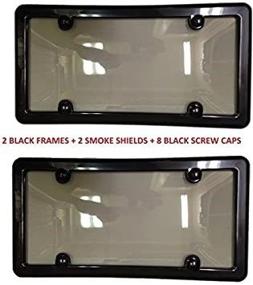 img 1 attached to 🔍 Trunknets Inc 2 Durable Tinted Smoke License Plate Shield Cover + 2 Sleek Black Frames + 8 Secure Black Screw CAPS