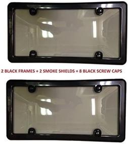 img 2 attached to 🔍 Trunknets Inc 2 Durable Tinted Smoke License Plate Shield Cover + 2 Sleek Black Frames + 8 Secure Black Screw CAPS