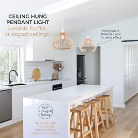 img 1 attached to Bellaniks Wood Pendant Light: Stylish Boho Ceiling Chandelier - Easy-to-Assemble & Adjustable - Perfect for Dining, Kitchen, Bedroom, Living Room - Modern Lamp with Standard Bulbs