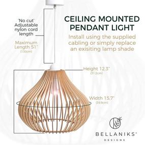 img 2 attached to Bellaniks Wood Pendant Light: Stylish Boho Ceiling Chandelier - Easy-to-Assemble & Adjustable - Perfect for Dining, Kitchen, Bedroom, Living Room - Modern Lamp with Standard Bulbs