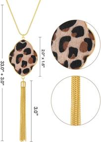 img 3 attached to Hicarer 4 Pack Leopard Jewelry Set - Y-Shape 🐆 Tassel Necklace with Leopard Rhombus Hook Earrings and Multilayer Bracelet