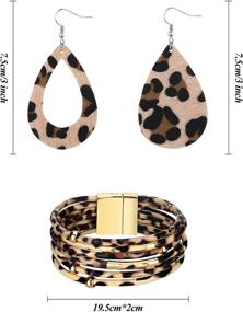 img 2 attached to Hicarer 4 Pack Leopard Jewelry Set - Y-Shape 🐆 Tassel Necklace with Leopard Rhombus Hook Earrings and Multilayer Bracelet