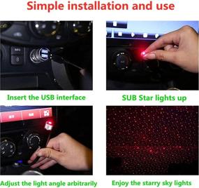 img 3 attached to JWJAN USB Star Night Light: Portable, Adjustable & Romantic Car Interior Lights for Room Decor, Camping, and Party (Red)