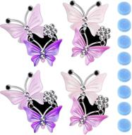 🦋 enhance your driving experience with 4-piece car aromatherapy vent clips - dual butterfly air freshener perfume clips in pink and purple logo