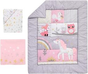 img 3 attached to 🌈 SEO-Optimized: Purple 3-Piece Bedtime Originals Rainbow Unicorn Crib Bedding Set