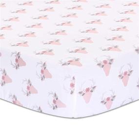 img 1 attached to Pink Woodland Floral Crib Bedding Set by The Peanutshell 🌸 - Includes Crib Quilt, Fitted Sheet, and Dust Ruffle for Baby Girls