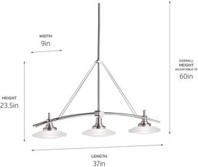 img 2 attached to 💡 Kichler Structures 37" 3 Light Halogen Linear Chandelier - Stylish Brushed Nickel with Satin Etched Glass