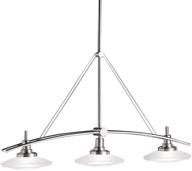 💡 kichler structures 37" 3 light halogen linear chandelier - stylish brushed nickel with satin etched glass logo