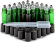 🍃 vivaplex 24-pack green 10ml glass roll-on bottles with stainless steel roller balls - includes 3 droppers logo