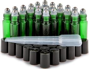 img 4 attached to 🍃 Vivaplex 24-Pack Green 10ml Glass Roll-on Bottles with Stainless Steel Roller Balls - Includes 3 Droppers