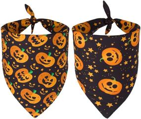 img 4 attached to Halloween Bandanas Reversible Pumpkin Triangle