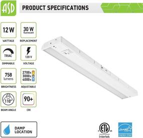 img 3 attached to 🔌 24 Inch Dimmable Under Cabinet Lighting, ASD LED, Hardwired or Plug-in, 3 Color Temperature Selectable - 2700K/3000K/4000K, Linkable Kitchen Lights, 12W, ETL & Energy Star, White Finish