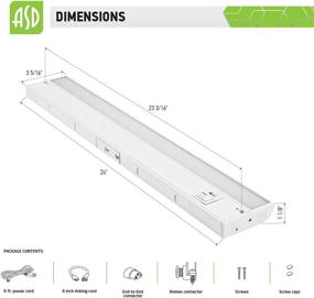 img 2 attached to 🔌 24 Inch Dimmable Under Cabinet Lighting, ASD LED, Hardwired or Plug-in, 3 Color Temperature Selectable - 2700K/3000K/4000K, Linkable Kitchen Lights, 12W, ETL & Energy Star, White Finish