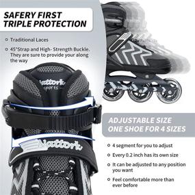 img 2 attached to 🛼 Nattork Adjustable Inline Skates for Kids and Adults - High Performance Skates for Girls and Boys, Women's Roller Blades for Outdoor and Indoor Use