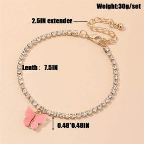 img 3 attached to Nanafast Butterfly Anklet Bracelet Tennis Rhinestone Adjustable