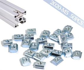 img 2 attached to Boeray 50pcs M5 Slide-in Tee Sliding Nut for 2020 Series Aluminum Extrusion Profile with 6mm Slot