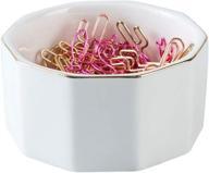 yosco paper clip holder ceramic marbling paper clip dispenser for desk paper clip organizer office binder clip holder (white) logo