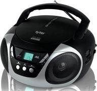 🎶 tyler portable cd player boombox: compact home stereo, am/fm radio, ac & battery compatible, aux input & headphone jack, lightweight silver design logo