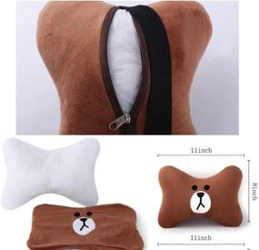 img 2 attached to 🚗 2Pcs Cartoon Car Headrest Pillow: Comfortable Soft Seat Cushion for Travel & Home, Universal Neck Support in Brown
