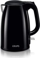 krups bw260850 кул-тач нержавеющая сталь двойные электрические чайник, 1.5 л, емкость 1.5 л, черный логотип