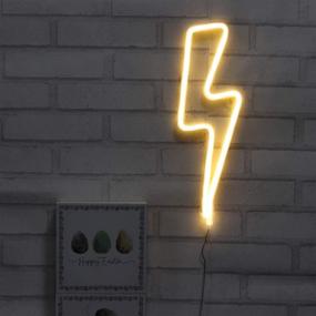 img 2 attached to Eye-Catching Neon Signs Lightning Bolt Decor: Battery & USB Powered LED Art Lights for Living Room, Office, Christmas, Wedding & Party Decoration (NELNB)