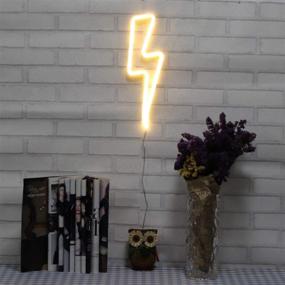 img 4 attached to Eye-Catching Neon Signs Lightning Bolt Decor: Battery & USB Powered LED Art Lights for Living Room, Office, Christmas, Wedding & Party Decoration (NELNB)