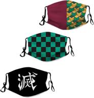 🎭 3pcs anime 3d cartoon printed mouth cover - adjustable balaclava bandanas for adults logo