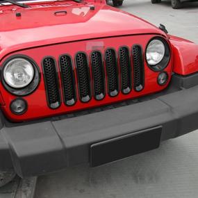 img 2 attached to 🚙 Upgrade Your Jeep Wrangler JK with RT-TCZ 3D Honeycomb Front Grill Mesh Insert Kit - 2007-2017 Jeep Wrangler JK & Rubicon Sahara & Unlimited - 7PCS