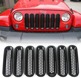 img 3 attached to 🚙 Upgrade Your Jeep Wrangler JK with RT-TCZ 3D Honeycomb Front Grill Mesh Insert Kit - 2007-2017 Jeep Wrangler JK & Rubicon Sahara & Unlimited - 7PCS