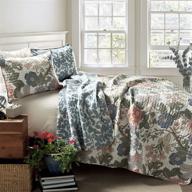🌺 lush decor floral sydney 3-piece quilt set: reversible leaf print bedding for kingsize beds logo