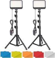 ubeesize led video light kit - dimmable continuous portable photography lighting with adjustable tripod stand & 5 color filters for tabletop/low-angle shooting, zoom, game streaming, youtube logo