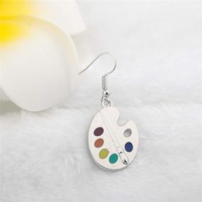 img 1 attached to 🎨 Colorful Painter Jewelry - FUSTMW Artist Paint Brush Earrings with Paint Palette Charm, Perfect Artist Gift, Art Teacher Gifts