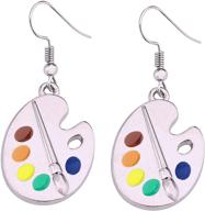 🎨 colorful painter jewelry - fustmw artist paint brush earrings with paint palette charm, perfect artist gift, art teacher gifts logo