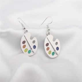 img 3 attached to 🎨 Colorful Painter Jewelry - FUSTMW Artist Paint Brush Earrings with Paint Palette Charm, Perfect Artist Gift, Art Teacher Gifts